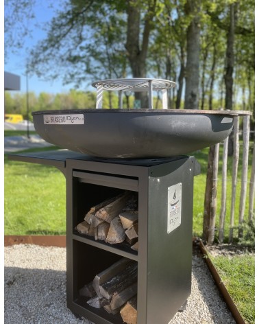 Brasero rond 65cm sur meuble
