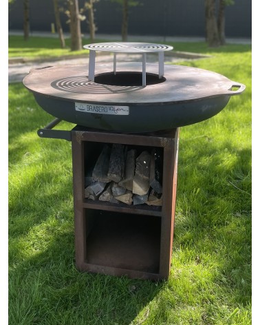 Brasero rond Ø650mm sur meuble