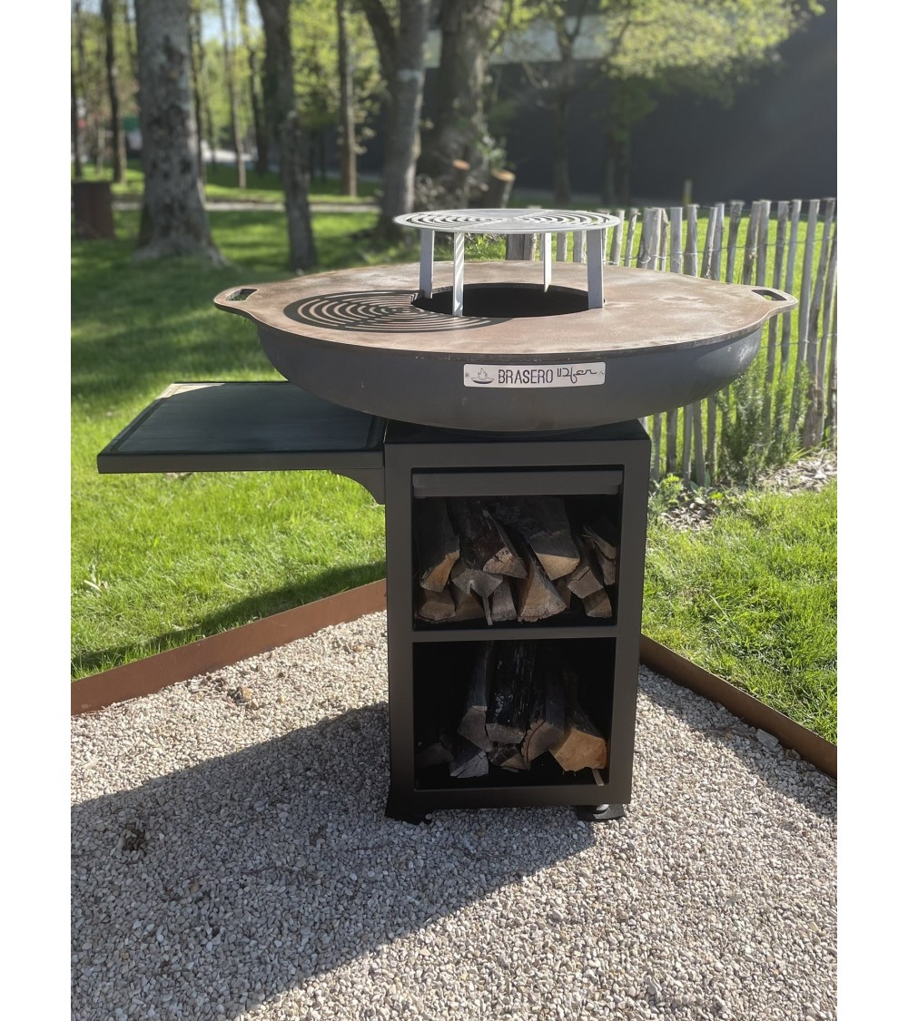 Brasero rond Ø800mm sur meuble