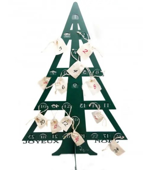 Calendrier de l'Avent métal – Sapin avec pochons réutilisables