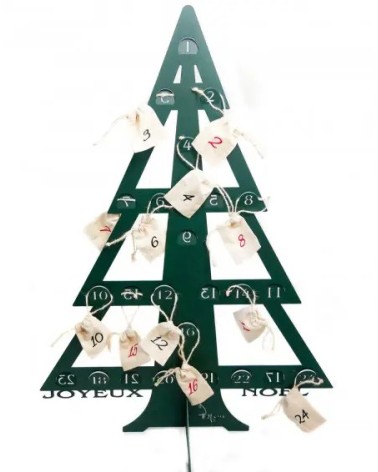 Calendrier de l'Avent métal – Sapin avec pochons réutilisables