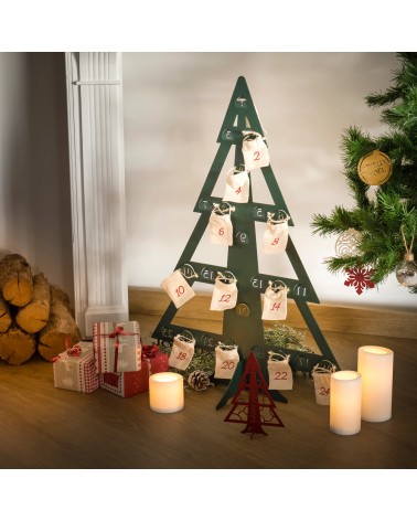 Calendrier de l'Avent métal – Sapin avec pochons réutilisables