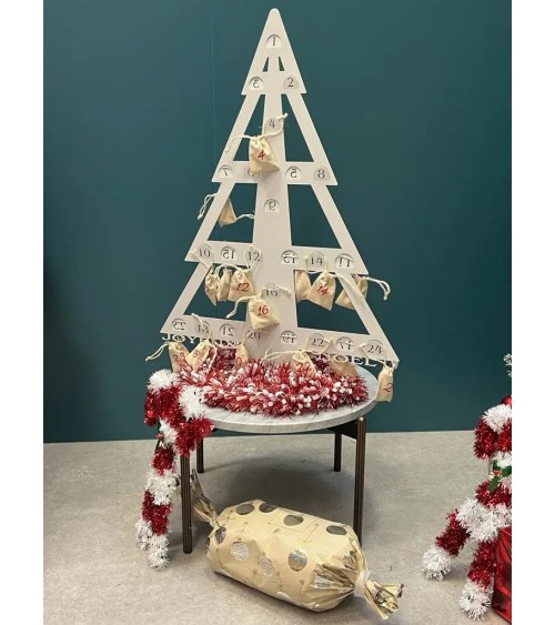 Calendrier de l'Avent métal – Sapin avec pochons réutilisables