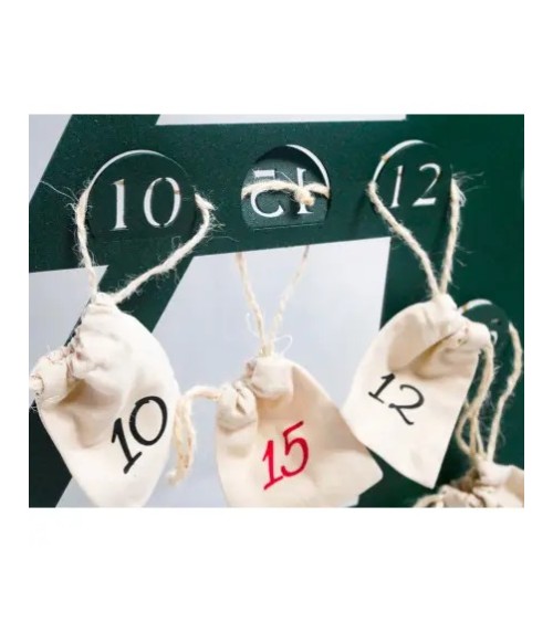 Calendrier de l'Avent métal – Sapin avec pochons réutilisables