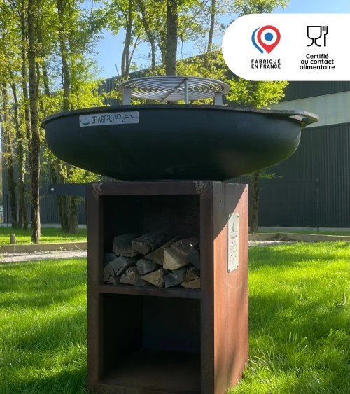 Brasero rond 65cm sur meuble