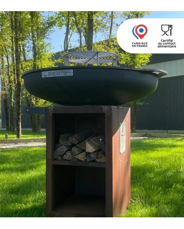 Brasero rond 65cm sur meuble