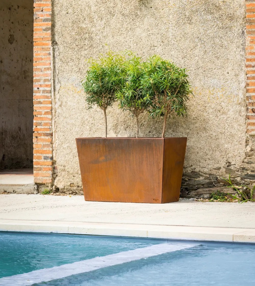 Jardinière longue en acier Corten – Design extérieur | IDfer