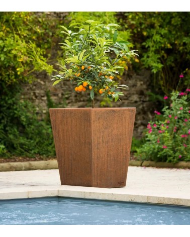 Jardinière carrée en acier Corten – Design extérieur | IDfer