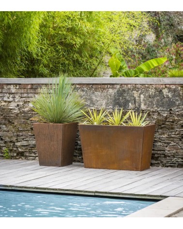 Jardinière carrée en acier Corten – Design extérieur | IDfer