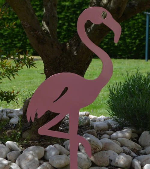 Décoration de jardin en métal - Flamant rose Lady pink - IDfer