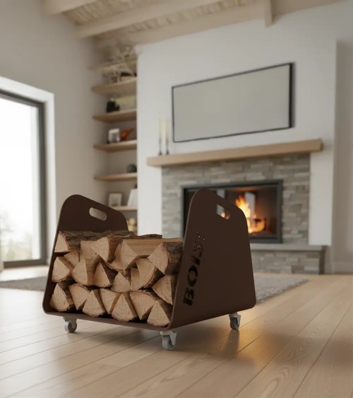 Range-bûches d'intérieur design à roulettes | IDfer