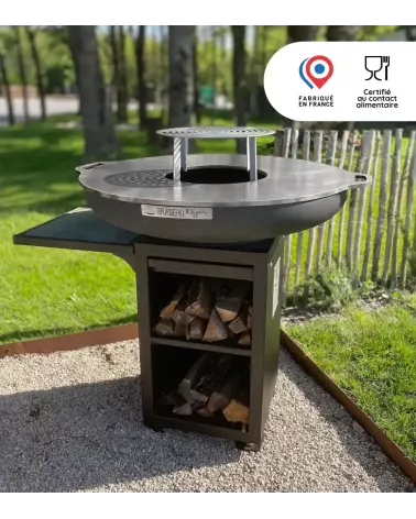 Brasero sur meuble 80 cm acier corten – Fabriqué en France | IDfer