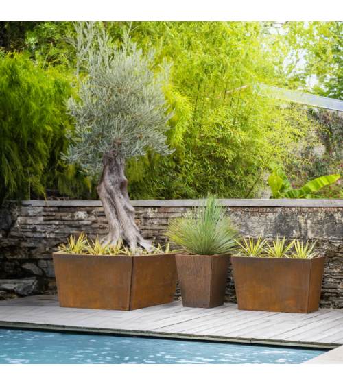 Jardinière carrée en acier Corten – Design extérieur | IDfer
