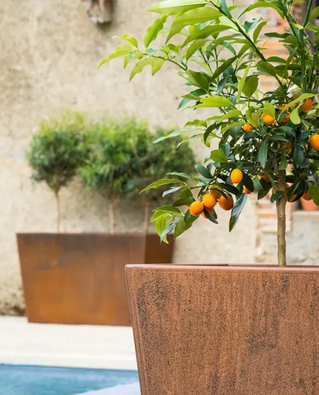 Jardinière en acier Corten pour aménagement paysager