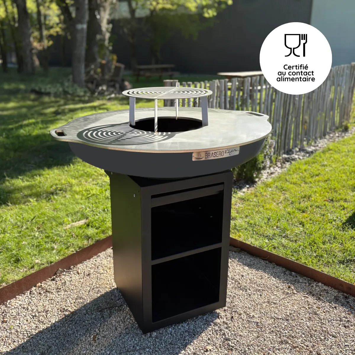 Brasero barbecue rond 65cm sur meuble - IDfer