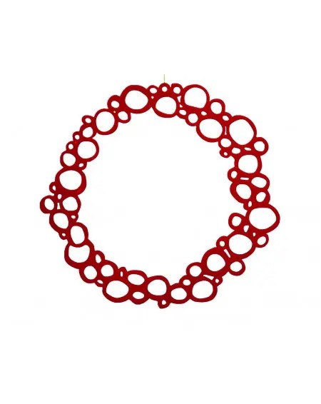Couronne de Noël à suspendre rouge brillant Couronne de Noël à suspendre rouge brillant