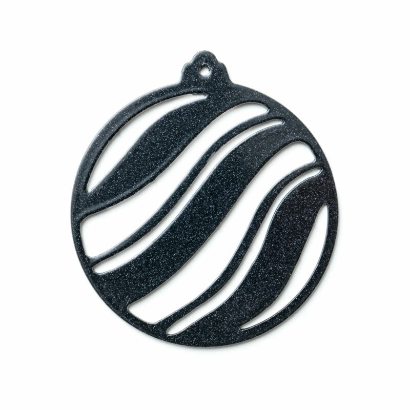Boules de Noël en métal vague noir mica perlé Boules de Noël en métal vague noir mica perlé