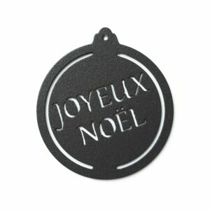 Boules de Noël en métal joyeux noël noir mica perlé Boules de Noël en métal joyeux noël noir mica perlé