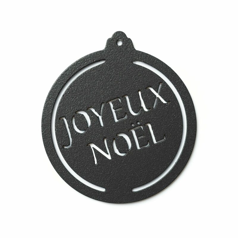 Boules de Noël en métal joyeux noël noir mica perlé Boules de Noël en métal joyeux noël noir mica perlé